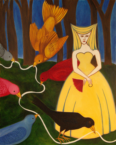 The Bird Maiden, oil on canvas, 16" x 20" (by Emily Lisker)
