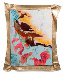 Sweet pea, mixed media with imitation gold leaf, 69" x 50.5”, 2012