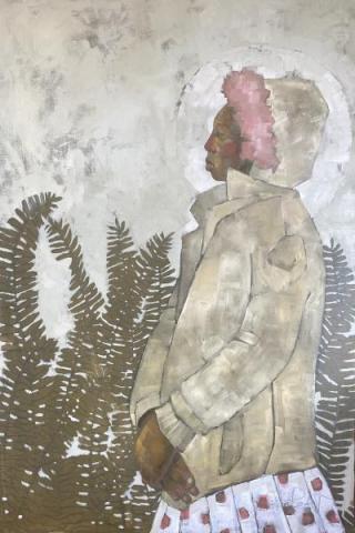 Girl Standing with Fern